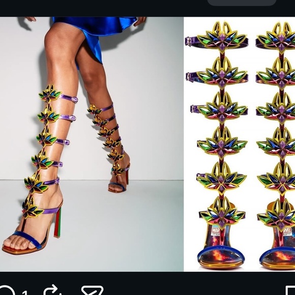 New Christian Louboutin x Marvel Sea Warrior Leather Heels - Picture 3 of 13